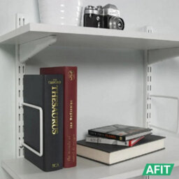 Afit Twin Slot Shelving Kit 4X320mm Brackets 2X430mm Uprights Heavy Duty Wall Mounted Shelving System Bookends - White - thumbnail 7