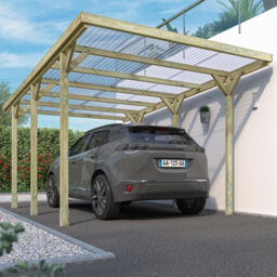 Cerland Jean Wooden Carport 3M X 5M Clear Roof With Galvanised Concrete-In Feet - thumbnail 1