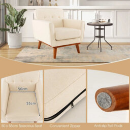 Modern Accent Chair Upholstered Linen Fabric Armchair - thumbnail 5