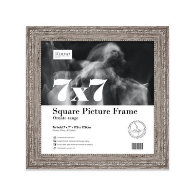 7X7 Walnut Ornate Picture Frame (17.8 X 17.8Cm) Poster, Photo, Artwork, Gallery Wall Or Print - image 1