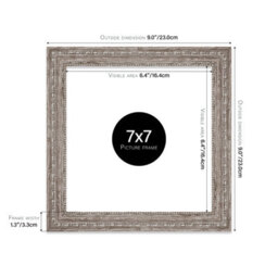 7X7 Walnut Ornate Picture Frame (17.8 X 17.8Cm) Poster, Photo, Artwork, Gallery Wall Or Print - thumbnail 2