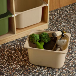 Sweeek - Children's Storage Unit With 6 Plastic Bins Natural-Coloured Olive Green/taupe 81.5X30X89 Cm - Sora - thumbnail 5