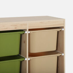 Sweeek - Children's Storage Unit With 6 Plastic Bins Natural-Coloured Olive Green/taupe 81.5X30X89 Cm - Sora - thumbnail 3