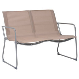 Berkfield 4 Piece Garden Lounge Set Fabric & Steel Taupe - thumbnail 3