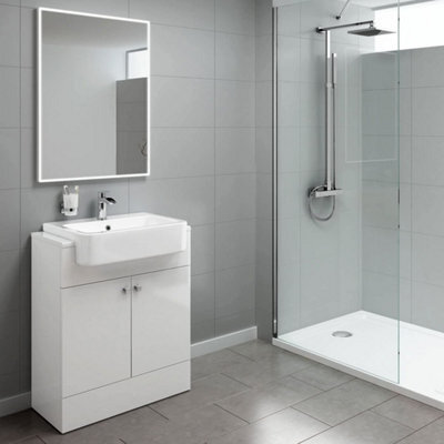 iBathUK Harper 2 Door Floorstanding Vanity Unit With Semi Recessed Basin - 660mm X 800mm - image 1