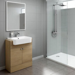 iBathUK Harper 2 Door Floorstanding Vanity Unit With Semi Recessed Basin - 660mm X 800mm - thumbnail 3