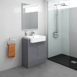 iBathUK Harper 2 Door Floorstanding Vanity Unit With Semi Recessed Basin - 660mm X 800mm - thumbnail 4