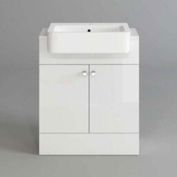 iBathUK Harper 2 Door Floorstanding Vanity Unit With Semi Recessed Basin - 660mm X 800mm - thumbnail 8
