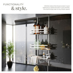 Tectake Shower Caddy 3 Tier Chrome Bathroom Storage Caddy For Hanging Rack Shelf Organiser 30 X 21 X 80 Cm - Silver - thumbnail 4