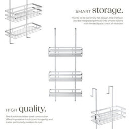 Tectake Shower Caddy 3 Tier Chrome Bathroom Storage Caddy For Hanging Rack Shelf Organiser 30 X 21 X 80 Cm - Silver - thumbnail 3