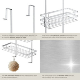 Tectake Shower Caddy 3 Tier Chrome Bathroom Storage Caddy For Hanging Rack Shelf Organiser 30 X 21 X 80 Cm - Silver - thumbnail 5