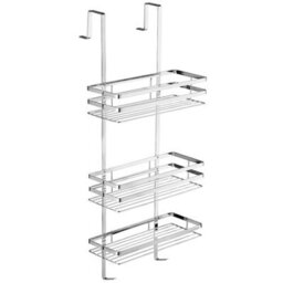 Tectake Shower Caddy 3 Tier Chrome Bathroom Storage Caddy For Hanging Rack Shelf Organiser 30 X 21 X 80 Cm - Silver