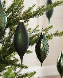 WeRChristmas Sage Green Glass Christmas Baubles, 5 Pack, 15 Cm - thumbnail 3