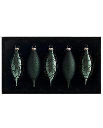 WeRChristmas Sage Green Glass Christmas Baubles, 5 Pack, 15 Cm - thumbnail 1
