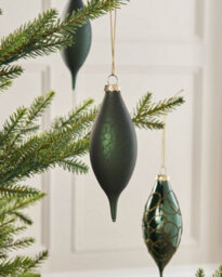 WeRChristmas Sage Green Glass Christmas Baubles, 5 Pack, 15 Cm - thumbnail 4