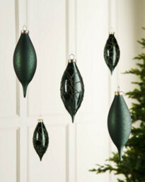 WeRChristmas Sage Green Glass Christmas Baubles, 5 Pack, 15 Cm - thumbnail 2