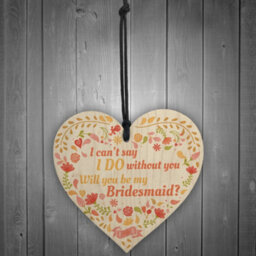 Red Ocean Bridesmaid I Can't Say I Do Wooden Hanging Heart Wedding Invites Brides Gifts Plaque Keepsake - thumbnail 2