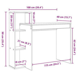 Berkfield Writing Desk Concrete Grey Concrete-Effect Laminate, Engineered Wood - thumbnail 9