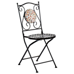 Wyld And Coco Gardenia Mosaic Bistro Set - Black Metal Square Table 60 X 60 Cm With 2 Folding Chairs - thumbnail 8