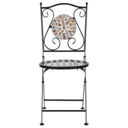 Wyld And Coco Gardenia Mosaic Bistro Set - Black Metal Square Table 60 X 60 Cm With 2 Folding Chairs - thumbnail 9