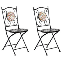 Wyld And Coco Gardenia Mosaic Bistro Set - Black Metal Square Table 60 X 60 Cm With 2 Folding Chairs - thumbnail 7