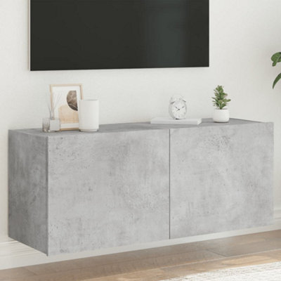 Walplus Tv Wall Cabinet With Led Lights Concrete Grey 100X35X41 Cm - image 1