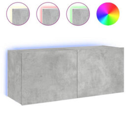 Walplus Tv Wall Cabinet With Led Lights Concrete Grey 100X35X41 Cm - thumbnail 2