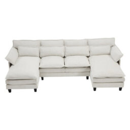 Darphe Modern U-Shaped Chenille Sectional Sofa With Deep Seats And Lumbar Cushions, White