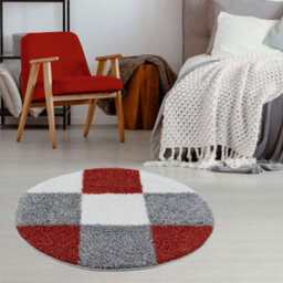 The Rugs Terra Grey And Ivory Soft Checkerboard Design Fluffy Shaggy Rugs And Runners High Pile Living Room Kitchen Hallway 381 - thumbnail 2