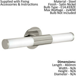 Wall/mirror Light Colour Satin Nickel Shade White Glass Opal Matt Bulb E14 2X40W - thumbnail 2