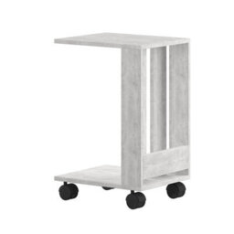 Decortie Edi Modern C-Shape Side End Table With Wheels 60Cm Multipurpose Ancient White Sofa Bed Living Room - thumbnail 2