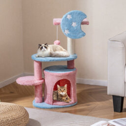 Costway 85 Cm Aesthetic Cat Tree For Indoor Cats Pink Blue Kitten Tower With Sisal Scratching Post - thumbnail 3