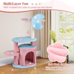 Costway 85 Cm Aesthetic Cat Tree For Indoor Cats Pink Blue Kitten Tower With Sisal Scratching Post - thumbnail 7