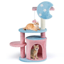 Costway 85 Cm Aesthetic Cat Tree For Indoor Cats Pink Blue Kitten Tower With Sisal Scratching Post - thumbnail 1