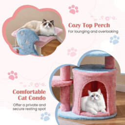 Costway 85 Cm Aesthetic Cat Tree For Indoor Cats Pink Blue Kitten Tower With Sisal Scratching Post - thumbnail 5