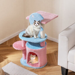 Costway 85 Cm Aesthetic Cat Tree For Indoor Cats Pink Blue Kitten Tower With Sisal Scratching Post - thumbnail 4