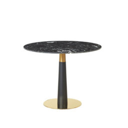 1001 100Cm Pantheon Black Marble Round Dining Table With Gold Black Leg - Bistro/ Restaurant/ Home Suitable For 4-6 People - thumbnail 1