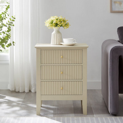 Melody Maison 3 Drawer Bedside Table - Hales Taupe Range - image 1