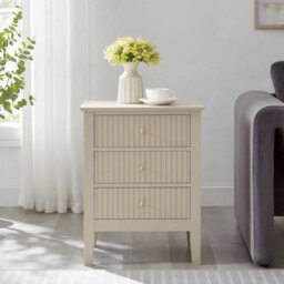 Melody Maison 3 Drawer Bedside Table - Hales Taupe Range - thumbnail 2