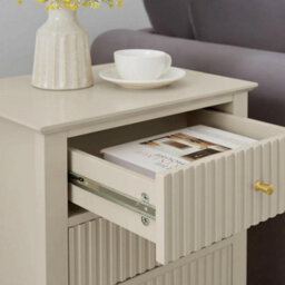 Melody Maison 3 Drawer Bedside Table - Hales Taupe Range - thumbnail 3