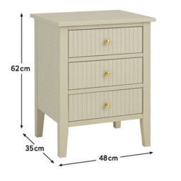 Melody Maison 3 Drawer Bedside Table - Hales Taupe Range - thumbnail 7
