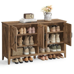 LEDREM 3-Tier Shoe Storage Organiser, Traditional American Style, Honey Brown - thumbnail 2