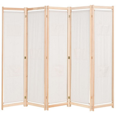 Berkfield 5-Panel Room Divider Cream 200X170X4 Cm Fabric - image 1