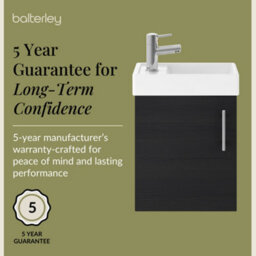 Balterley Freehay Contemporary Bathroom Wall Hung 1 Soft-Close Door Vanity Unit & Rectangular Basin, Charcoal Black, 405 mm - thumbnail 6