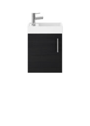 Balterley Freehay Contemporary Bathroom Wall Hung 1 Soft-Close Door Vanity Unit & Rectangular Basin, Charcoal Black, 405 mm - thumbnail 1