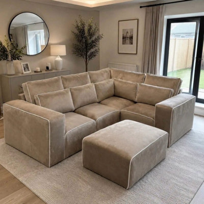 Home & Love Luxury Sloane Corner Sofa - Plush Mink