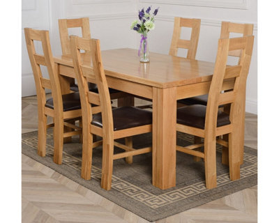 That's Furniture Dakota 152 X 87 Cm Chunky Medium Oak Dining Table And 6 Chairs Dining Set With Yale Chairs - image 1