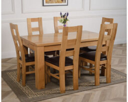 That's Furniture Dakota 152 X 87 Cm Chunky Medium Oak Dining Table And 6 Chairs Dining Set With Yale Chairs - thumbnail 3