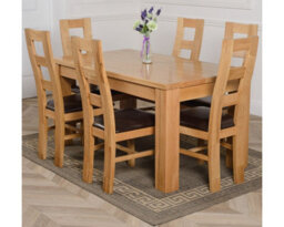 That's Furniture Dakota 152 X 87 Cm Chunky Medium Oak Dining Table And 6 Chairs Dining Set With Yale Chairs - thumbnail 1