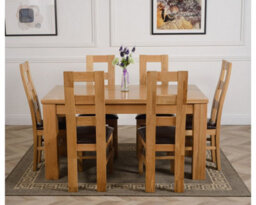 That's Furniture Dakota 152 X 87 Cm Chunky Medium Oak Dining Table And 6 Chairs Dining Set With Yale Chairs - thumbnail 2